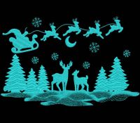 Christmas reindeer sleigh embroidery design