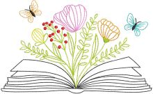 Floral Book embroidery design