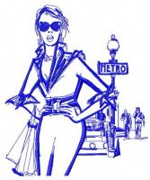 Girl near metro 2 embroidery design