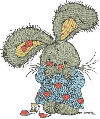 Cute bunny love embroidery design
