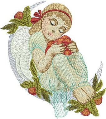 Forest angel machine embroidery design