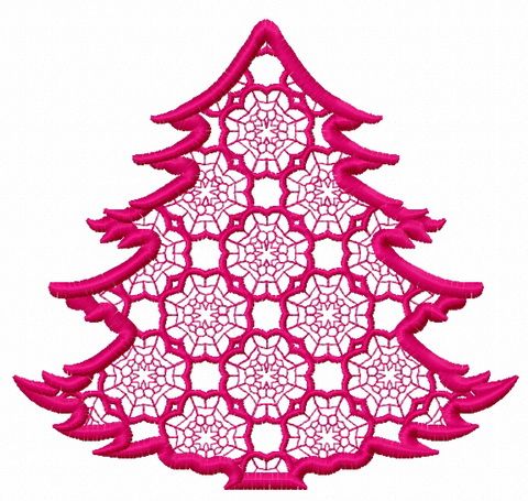 Lace fir tree machine embroidery design       