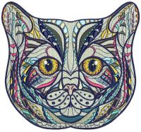 Mosaic cat embroidery design