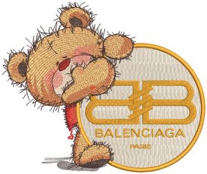 Teddy bear Balenciaga embroidery design
