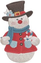 Vintage snowman in top hat embroidery design