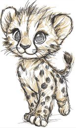 Walking jaguar cub sketch embroidery design