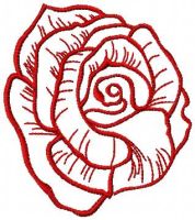 Red rose contour free machine embroidery design