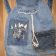 Embroidered Tribal lady design on jeans bag