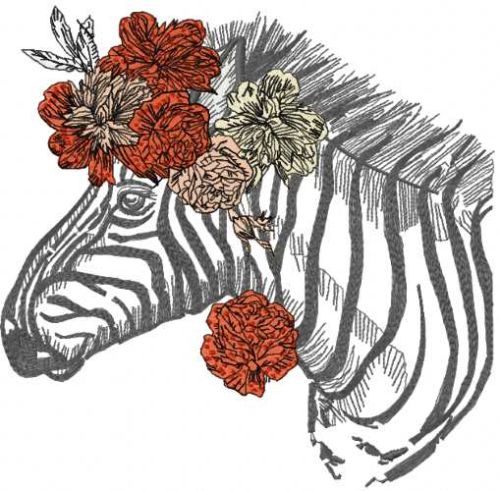 Zebra modern art embroidery design