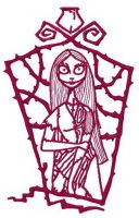 Sally waiting at home embroidery design