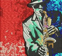 Saxophonist embroidery design