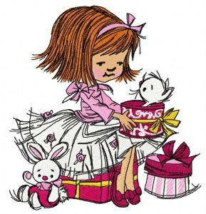 Girl's presents embroidery design