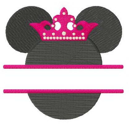 Princess Minnie monogram machine embroidery design 