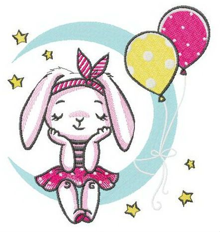 Bunny's birthday party machine embroidery design