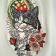 Rich black and white cat embroidered design