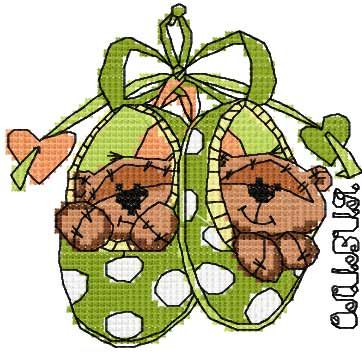 Two cute teddies cross stitch free embroidery design