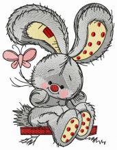 Bunny swinging on teeter 5 embroidery design