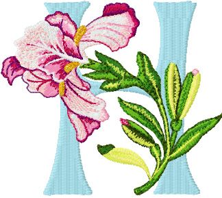 Iris Letter H machine embroidery design