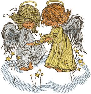 Stars for angels embroidery design