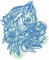 Squirrel and flowers embroidery design