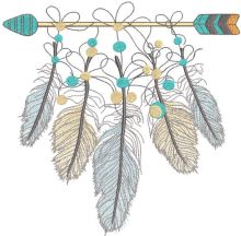 Indian arrow with feathers embroidery design