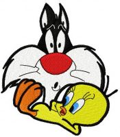 Tweety and Sylvester embroidery design