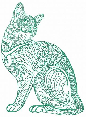 Mosaic cat 5 machine embroidery design