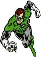 Green Lantern attacks embroidery design