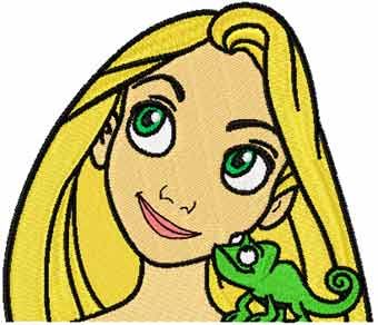 Rapunzel and Chameleon machine embroidery design