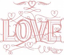 Love lettering embroidery design