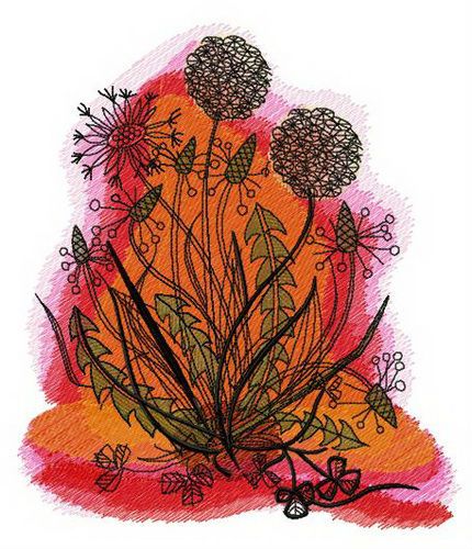 Dandelions in the evening machine embroidery design 