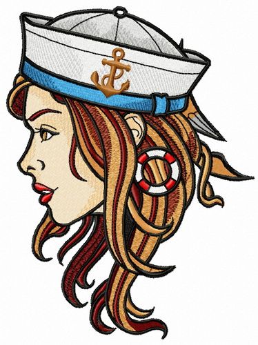 Girl sailor machine embroidery design
