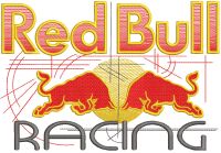 Red bull racing art logo embroidery design