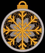 Christmas ball golden snowflake embroidery design