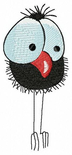 Black birdie machine embroidery design