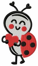 Ladybug with heart embroidery design