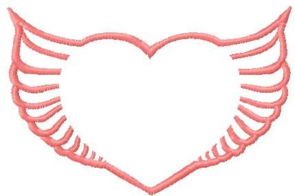 Heart with wings free embroidery design
