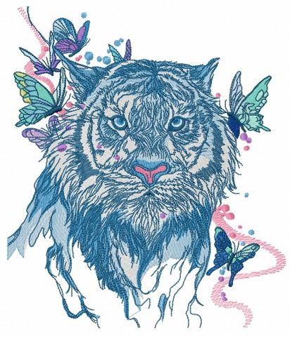 Wet tiger machine embroidery design