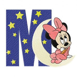 Minnie Mouse M Moon machine embroidery design