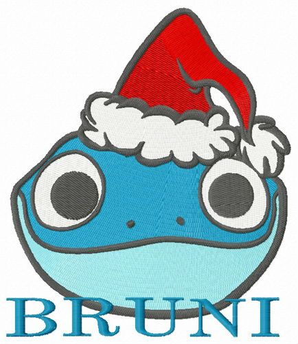 Bruni in Santa hat machine embroidery design