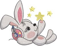 Play with the stars and listen to music embroidery design
