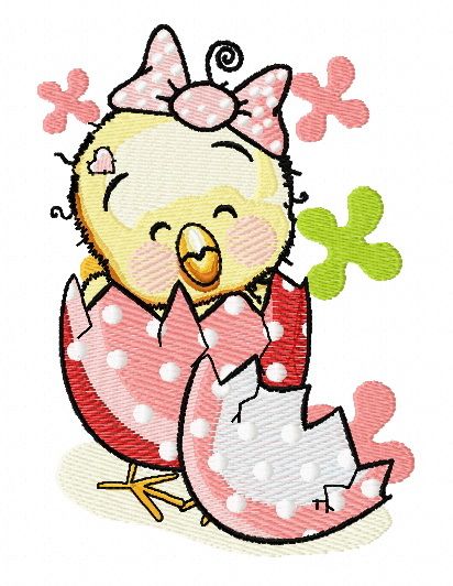 Chicken girl machine embroidery design