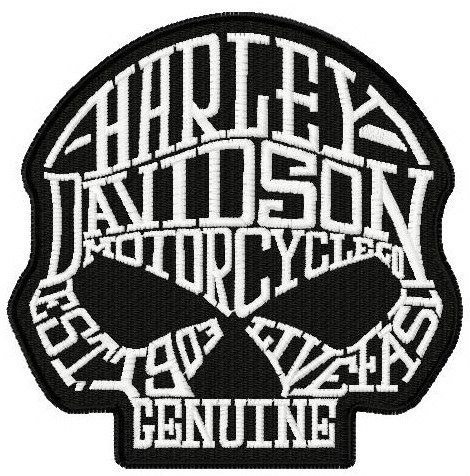Harley Davidson scull machine embroidery design