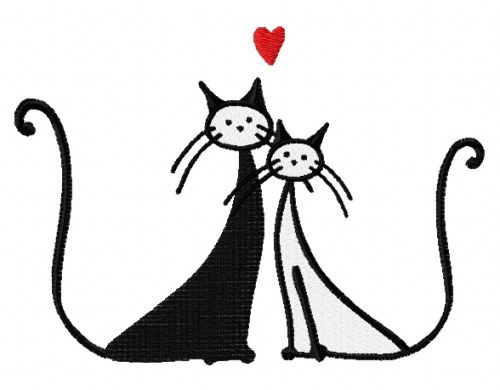 Cat's love machine embroidery design