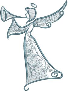 Trumpeting angel with ornament embroidery design