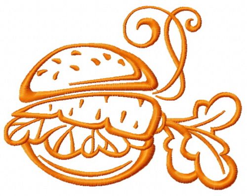 Vegan burger 2 machine embroidery design