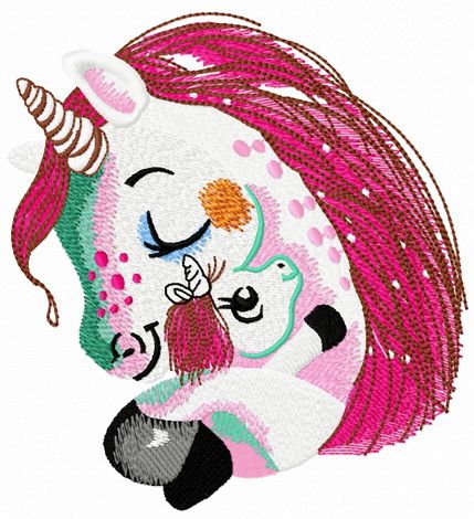 Unicorn with unicorn toy machine embroidery design