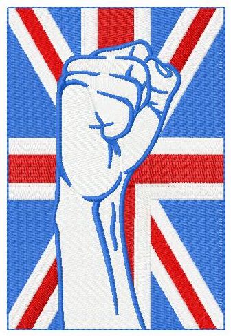 Great Britain fist machine embroidery design