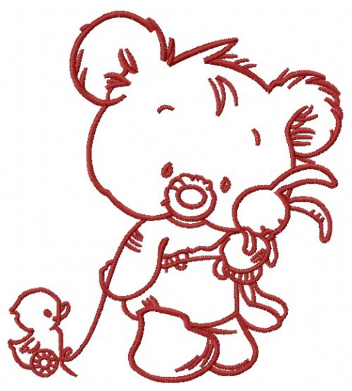 Baby bear with toy 5 machine embroidery design