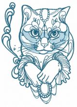 Noble cat embroidery design